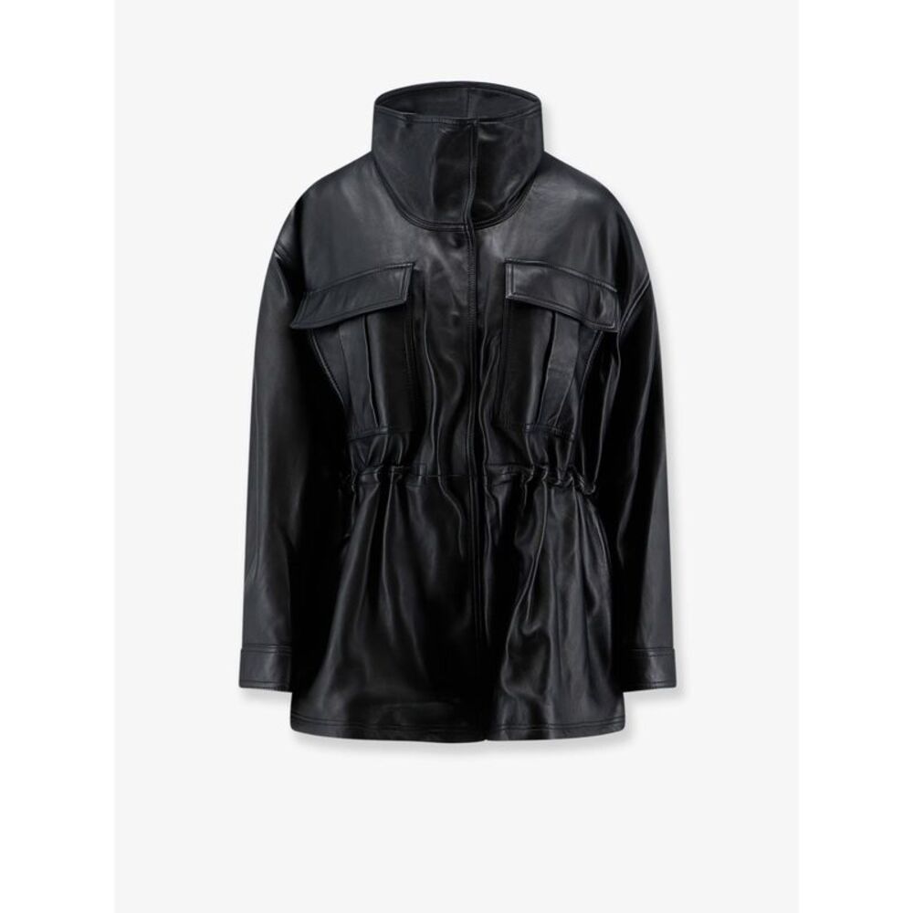 Rohe Women Leather Jacket With Adjustable Drawstring Waist